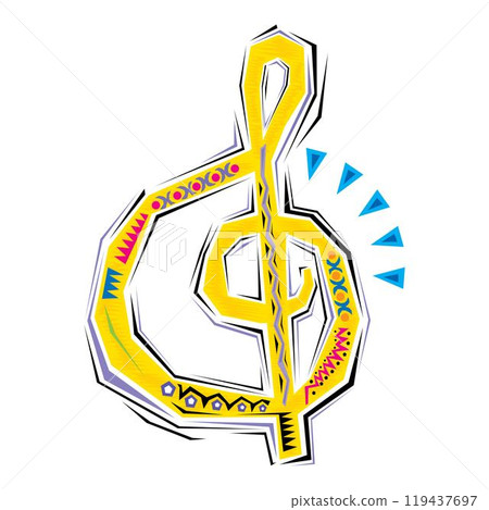 Music abstract decorative sketch icons set with treble clef and notes isolated vector 119437697