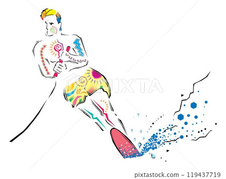 Summer water sport isometric icon with windsurfing man 3d vector illustration Summer water sport isometric icon with windsurfing man 3d vector illustration 119437719