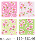 Seamless pattern with blooming apple tree or sakura flowers  119438146