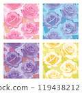4 seamless patterns in different pastel colors with delicate roses 119438212