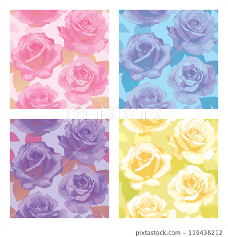 4 seamless patterns in different pastel colors with delicate roses 119438212