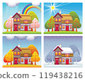 Cottage in different seasons 119438216