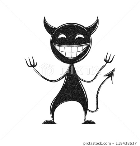 Silhouette illustration of a devil character with an evil smile, cut out on white background 119438637