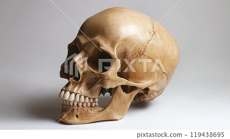Realistic human skull seen from the side 119438695