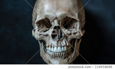 Realistic skull floating in the darkness Realistic skull floating in the darkness 119438696