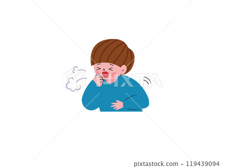 A boy coughing. 119439094