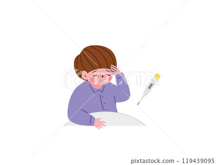 Boy with fever Boy with fever 119439095