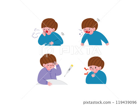 Cold and flu symptoms illustration Cold and flu symptoms illustration 119439096