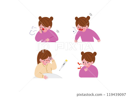 Cold and flu symptoms illustration 119439097