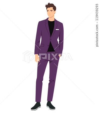 Vector illustration of a man in a purple suit and classic shoes. Suit for formal events 119439293