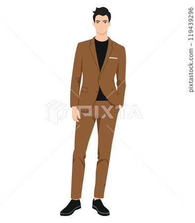 Vector illustration of a man in a brown suit and classic shoes. Suit for formal events 119439296
