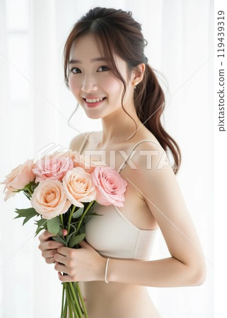 woman with flowers woman with flowers 119439319