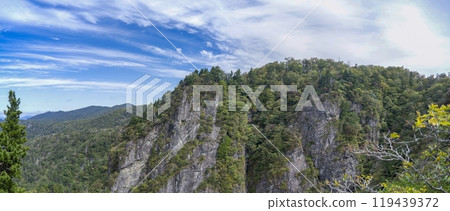 Panoramic view of Oojadake in autumn as the colors begin to change Panoramic view of Oojadake in autumn as the colors begin to change 119439372