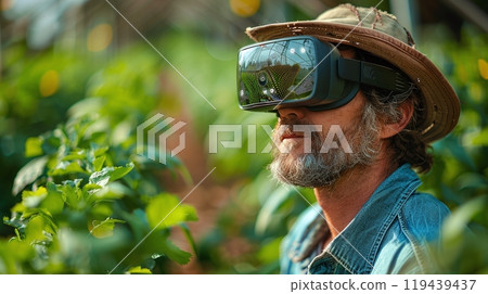 Technology in Agricultural field, cultivated and plantation with futuristic smart objects 119439437