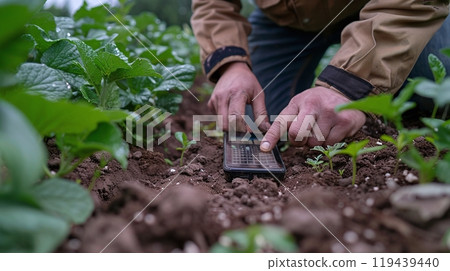 Technology in Agricultural field, cultivated and plantation with futuristic smart objects 119439440