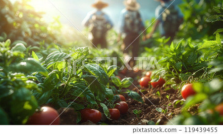 Technology in Agricultural field, cultivated and plantation with futuristic smart objects 119439455