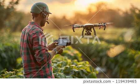 Technology in Agricultural field, cultivated and plantation with futuristic smart objects 119439465