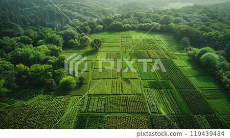Technology in Agricultural field, cultivated and plantation with futuristic smart objects 119439484
