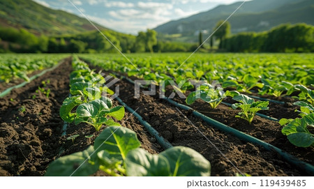 Technology in Agricultural field, cultivated and plantation with futuristic smart objects 119439485