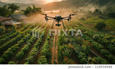 Technology in Agricultural field, cultivated and plantation with futuristic smart objects Technology in Agricultural field, cultivated and plantation with futuristic smart objects 119439486