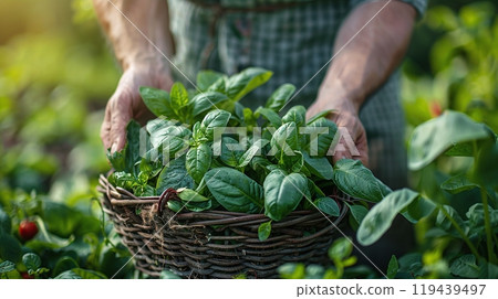 Technology in Agricultural field, cultivated and plantation with futuristic smart objects 119439497