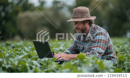 Technology in Agricultural field, cultivated and plantation with futuristic smart objects Technology in Agricultural field, cultivated and plantation with futuristic smart objects 119439513