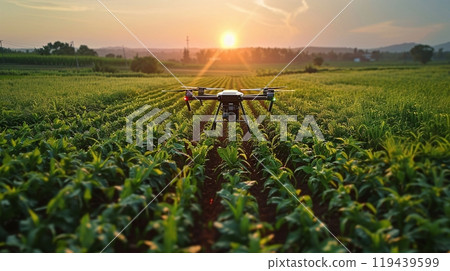 Technology in Agricultural field, cultivated and plantation with futuristic smart objects Technology in Agricultural field, cultivated and plantation with futuristic smart objects 119439599