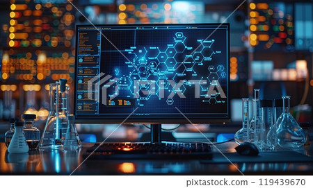 Chromosome and molecular represent DNA. Bio chemistry concepts 119439670