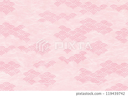 春天櫻花青海波的日式背景畫（和紙、雲流） 119439742