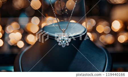 Crystal necklace jewelry made by diamond. Gem accessory for beauty and fashion 119440166