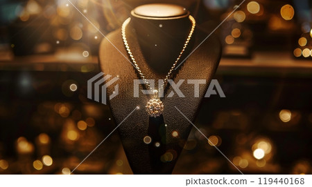 Crystal necklace jewelry made by diamond. Gem accessory for beauty and fashion 119440168