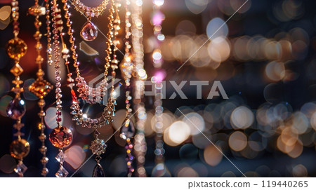 Crystal necklace jewelry made by diamond. Gem accessory for beauty and fashion Crystal necklace jewelry made by diamond. Gem accessory for beauty and fashion 119440265