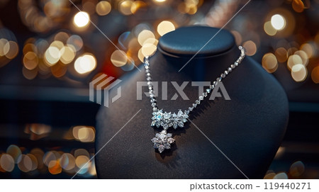 Crystal necklace jewelry made by diamond. Gem accessory for beauty and fashion 119440271