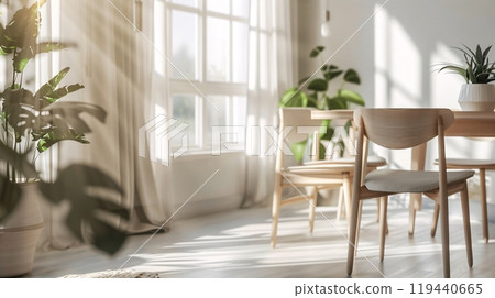 Scandinavian minimal and cozy living room. Simple decoration with bright and white tone Scandinavian minimal and cozy living room. Simple decoration with bright and white tone 119440665