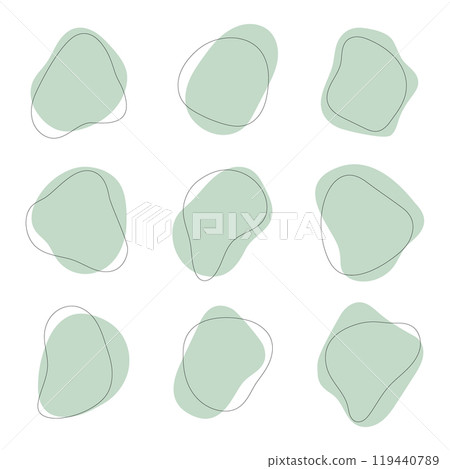 Green Abstract Shapes. Pastel green abstract spots create a calm and natural atmosphere. 119440789