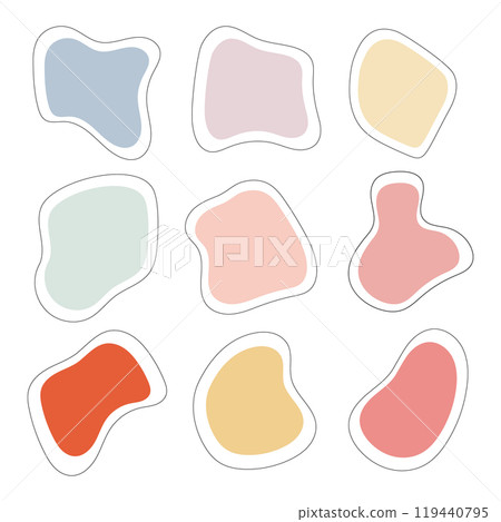 Geometric pastel shapes. The composition consists of abstract, flowing shapes in pastel shades. Geometric pastel shapes. The composition consists of abstract, flowing shapes in pastel shades. 119440795