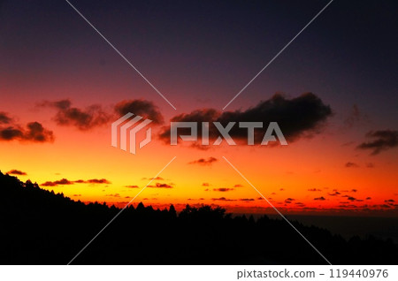 sunset seen from the top of the mountain 119440976