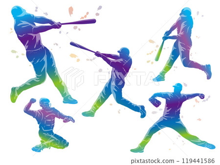Baseball vector silhouette illustration set Baseball vector silhouette illustration set 119441586