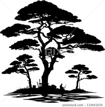 wooden silhouette transparent background 119441639