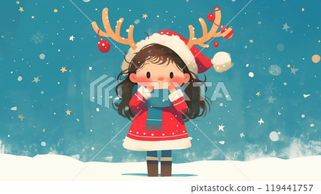 Girl dressed as Santa Claus and copy space Girl dressed as Santa Claus and copy space 119441757