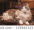 Cute ragdoll kitten in Halloween costume Cute ragdoll kitten in Halloween costume 119442123