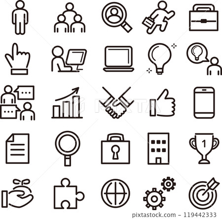 Business icon pictogram line drawing decoration simple illustration material set Business icon pictogram line drawing decoration simple illustration material set 119442333