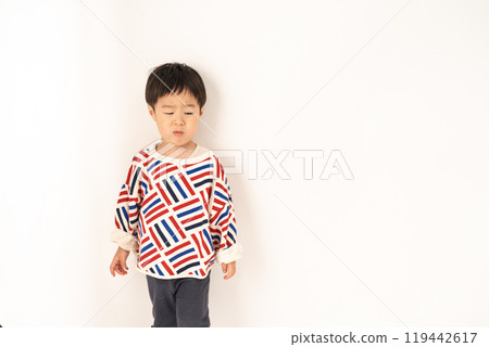 Boy with a displeased expression Boy with a displeased expression 119442617