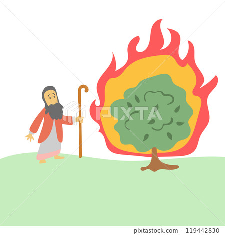 Moses and the Burning Bush illustration vector isolated on white background Moses and the Burning Bush illustration vector isolated on white background 119442830