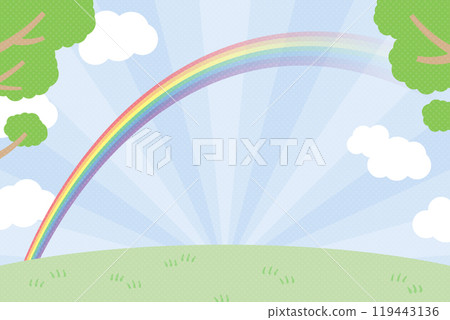 Blue sky background with a rainbow 119443136