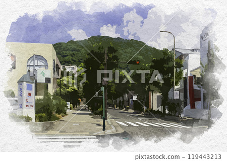 水彩風格神戶北坂 兵庫縣神戶市 119443213