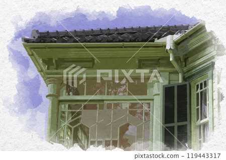 水彩風格神戶萌木屋形 兵庫縣神戶市 水彩風格神戶萌木屋形 兵庫縣神戶市 119443317