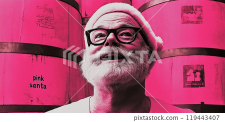 Santa hat and pink art background with copy space 119443407