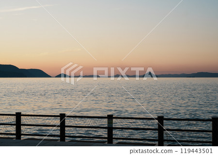 Evening view of the Seto Inland Sea from Takamatsu Port 119443501
