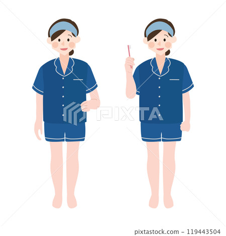 Girl in pajamas before going to bed Hand-drawn vector illustration 119443504